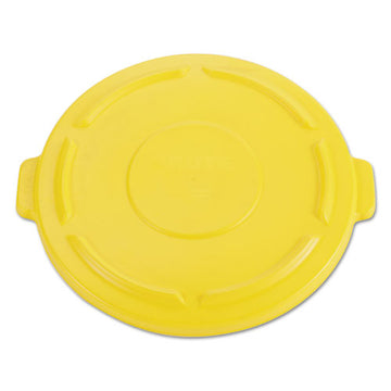 Rubbermaid® Commercial Vented Round Brute Flat Top Lid, 24.5w X 1.5h, Yellow freeshipping - TVN Wholesale